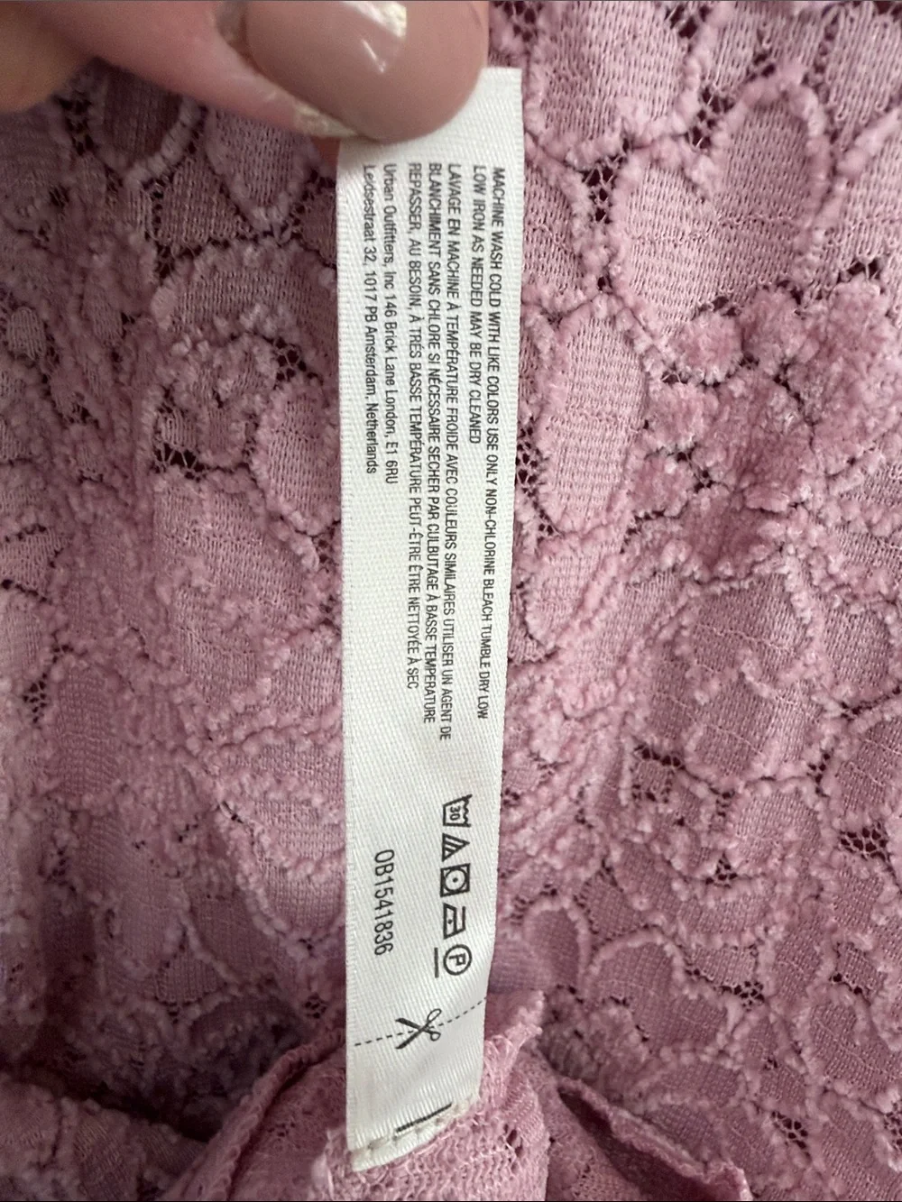 Free People Dusty Rose Floral Lace V-Neck Long Sleeve Top SzL